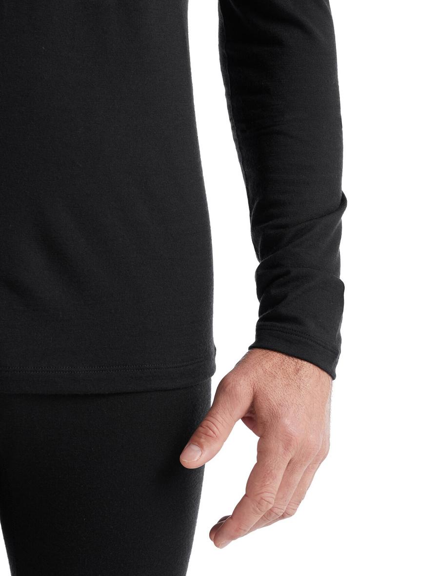 Icebreaker Merino 200 Oasis Long Sleeve Half Zip Thermal Top Férfi Base Layers Fekete | HU 1361UZGT